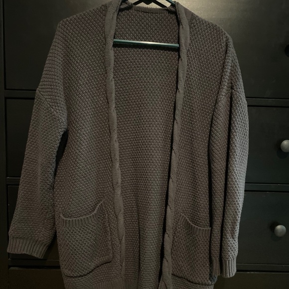 Grey, Chunky, Open, Boho Cardigan - L - Picture 3 of 4